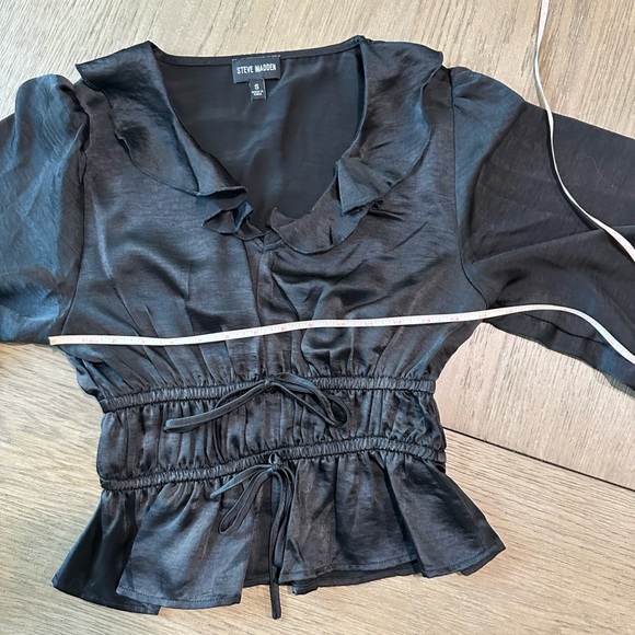 Steve Madden Black Balloon Sleeve Blouse Size Small - Picture 7 of 10